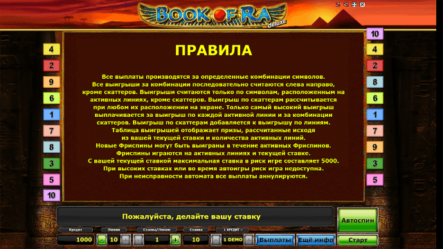 Характеристики слота Book Of Ra Deluxe 5