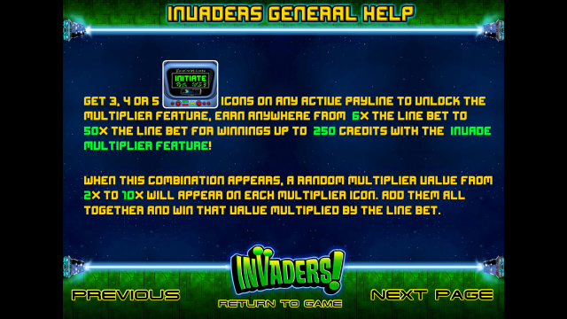 Характеристики слота Invaders 5