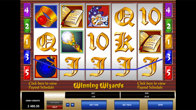 Игровой интерфейс Winning Wizards 10